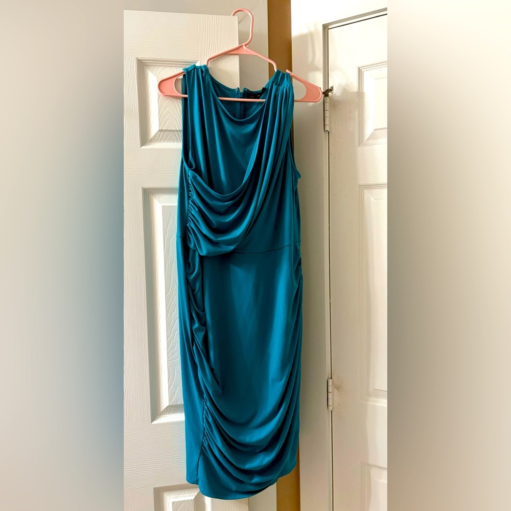 NWOT Teal Ruched Dress